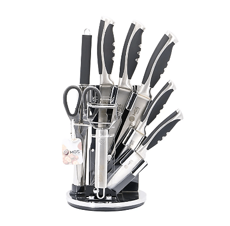 سرویس چاقو آشپزخانه 9 پارچه استیل ام جی اس a3d