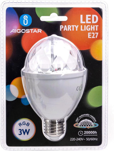چراغ RGB چرخان خودکار 3 وات پایه E27 برای مهمانی و کلوپ