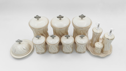 ست پا سماوری پایه طلایی ۷ پارچه استنددار پاس