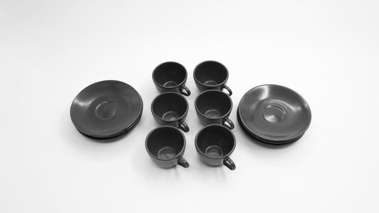 ست فنجان و نعلبکی اسپرسو 12 پارچه M مشکی مات 0.2