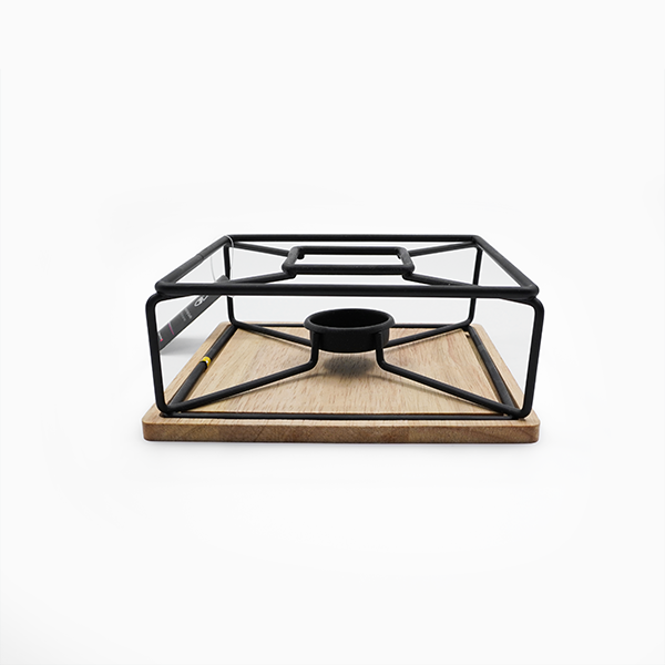 پایه وارمر زیر چوبی مربع طرح خارجی (دو رنگ مشکی و کروم)