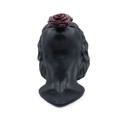 مجسمه دیوارکوب صورتک زن با گل قرمز