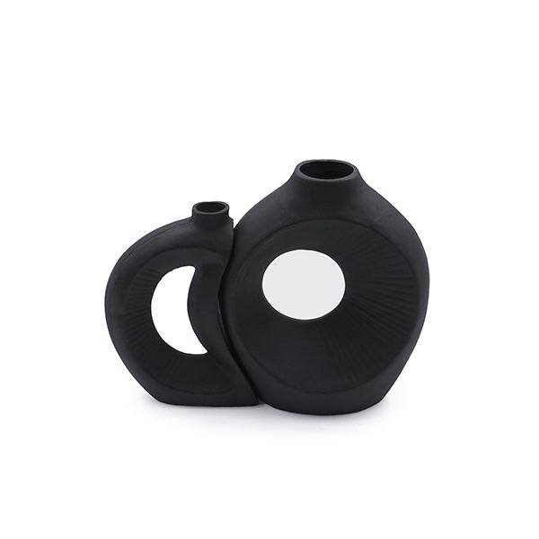 ست گلدان دکوری دونات دوقلو مشکی