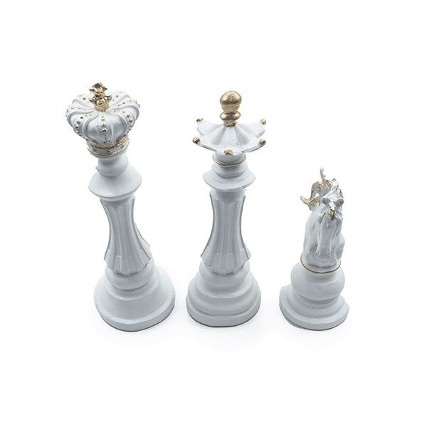 مجسمه مهره شطرنج سفید سایز بزرگ (3 عددی)
