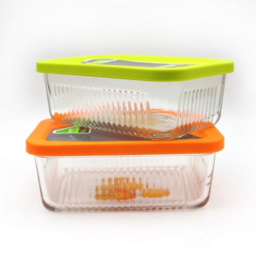 ظرف شیشه ای درب دار شیاردار 450 میلی لیتر لیمون limon