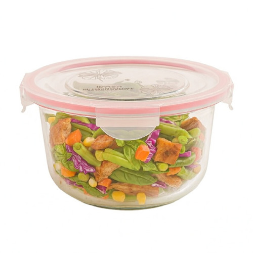 ظرف شیشه ای گرد درب دار 2 لیتری لیمون limon